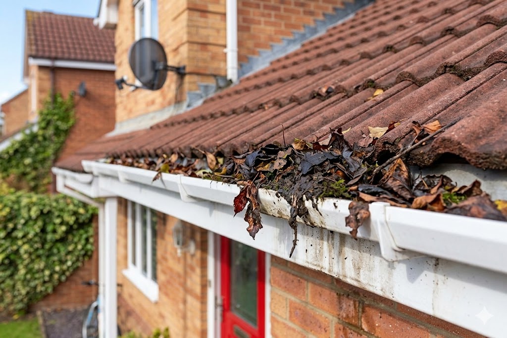 Gutter before cleaning